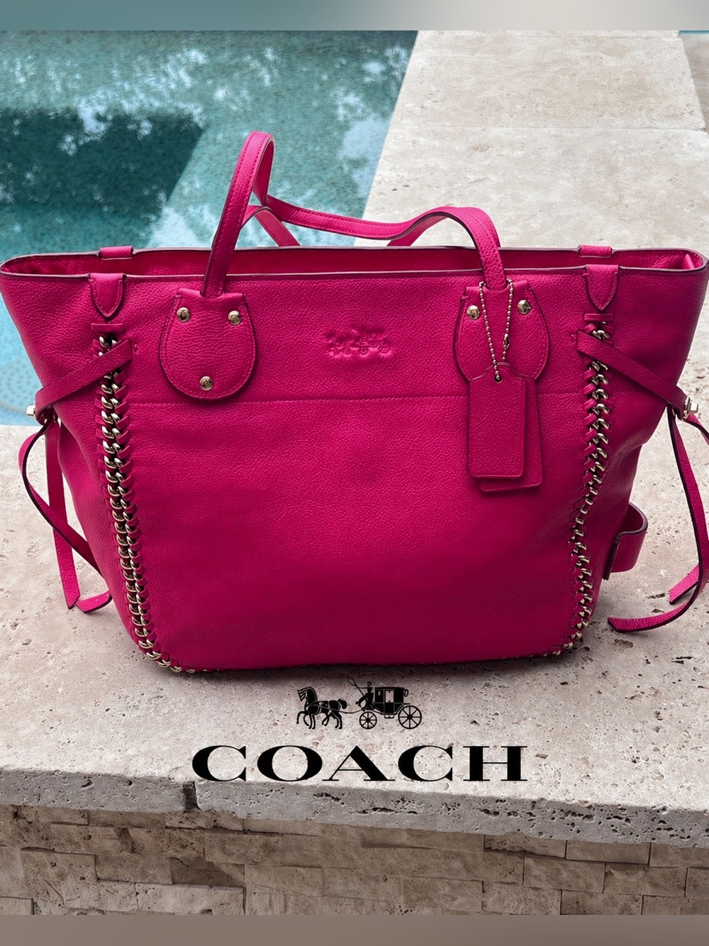 RARE COACH “Pink Ruby” Tatum Shoulder Tote NWOT
